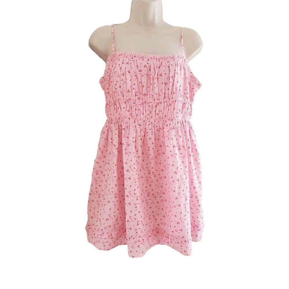 NEW FREE PEOPLE $ 108 GABBY PINK  BABYDOLL MINI COTTON DRESS SIZE SMALL